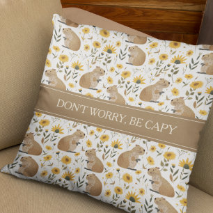 Funny Inspirational Capybara Throw Pillow