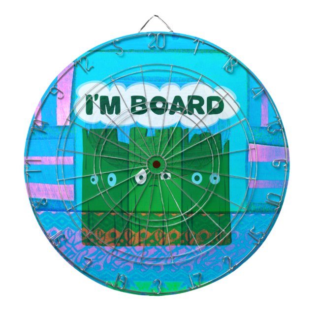 Funny Inspirational Graphic: I Am Bored Text Art Dartboard With Darts (Front)