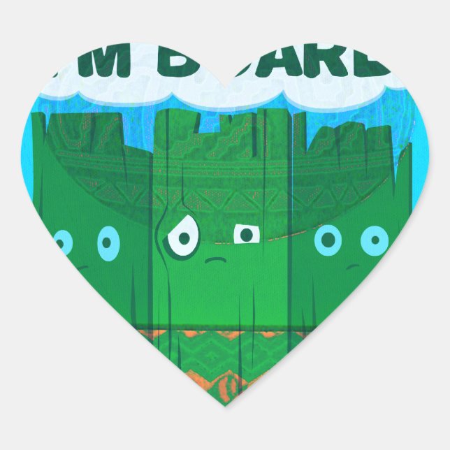 Funny Inspirational Graphic: I Am Bored Text Art Heart Sticker (Front)