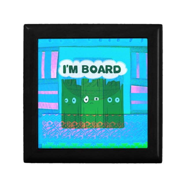 Funny Inspirational Graphic: I Am Bored Text Art Jewelry Box (Front)