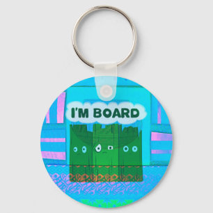 Funny Inspirational Graphic: I Am Bored Text Art Keychain