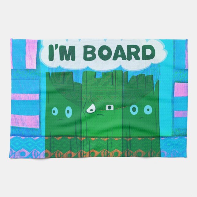 Funny Inspirational Graphic I Am bored Text Art Kitchen Towel (Horizontal)