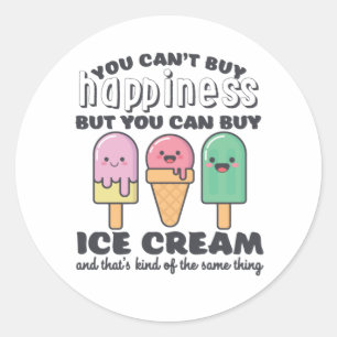 Funny Inspirational Ice Cream Life Quote Summer Classic Round Sticker