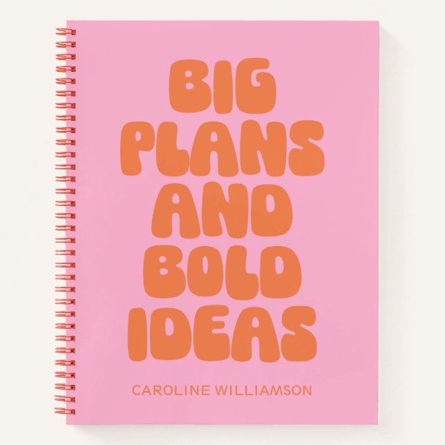 Funny Inspirational Ideas Quote Personalized Pink  Notebook (Front)