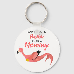 Funny Inspirational Mermaid Flamingo Mermingo Keychain