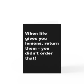 Funny Inspirational Quote Black White Card