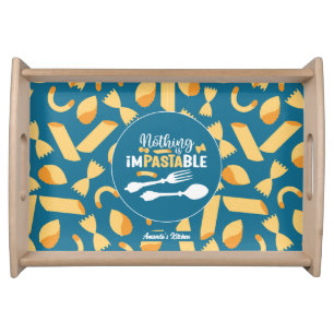 Funny Inspirational Quote Retro Pasta Pattern Serv Serving Tray