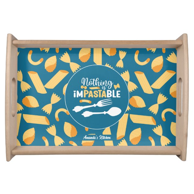 Funny Inspirational Quote Retro Pasta Pattern Serv Serving Tray (Front)