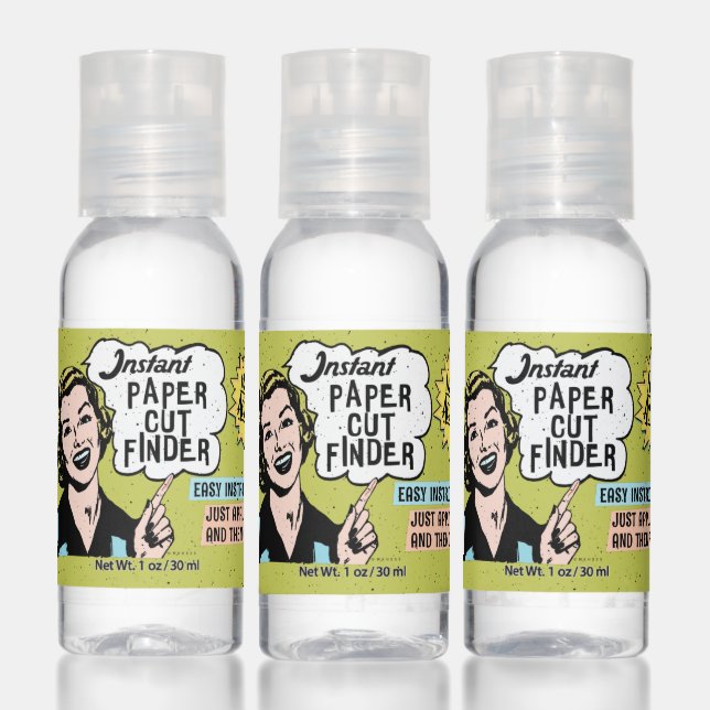 Funny Instant Paper Cut Finder Retro Humor Hand Sanitizer (Set)