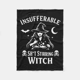 Funny insufferable stirring witch halloween gothic fleece blanket