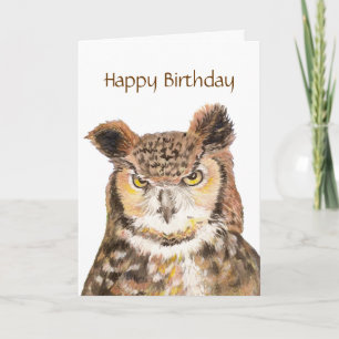 Funny Insulting Cute Owl Birthday Card