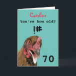 Funny insulting joke chicken 70th birthday card<br><div class="desc">🌶️ Put a smile on a face with this funny insulting age joke chicken 70th birthday card! - Simply click to personalize this design 🔥 My promises - This design has unique hand drawn elements (drawn my me!) - It is designed with you in mind 🙏 Thank you for supporting...</div>