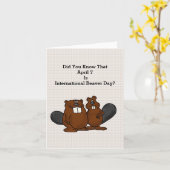 Funny International Beaver Day Card (Yellow Flower)