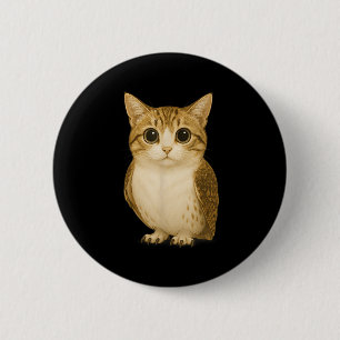 Funny Internet Trendy Meme Cursed Cat Owl Hybrid Button