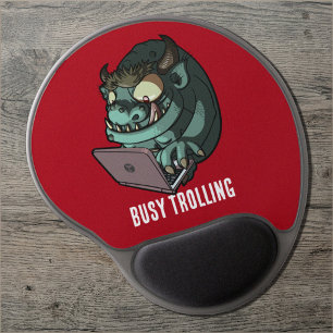Funny Internet Troll Busy Trolling Laptop Cartoon Gel Mouse Pad