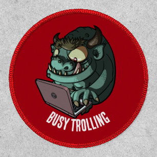 Funny Internet Troll Busy Trolling Laptop Cartoon Patch