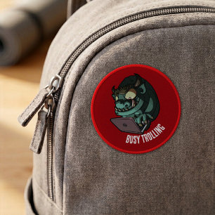 Funny Internet Troll Busy Trolling Laptop Cartoon Patch