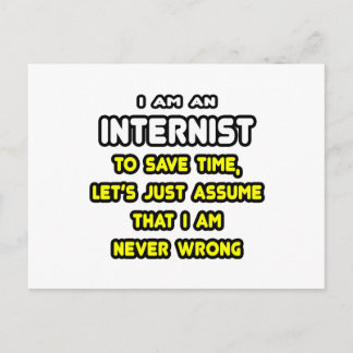 Funny Internist T-Shirts and Gifts Postcard