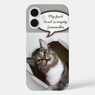 Funny Interrupting Cat Personalized Message iPhone 16 Case