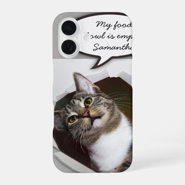 Funny Interrupting Cat Personalized Message Iphone Case (Back)