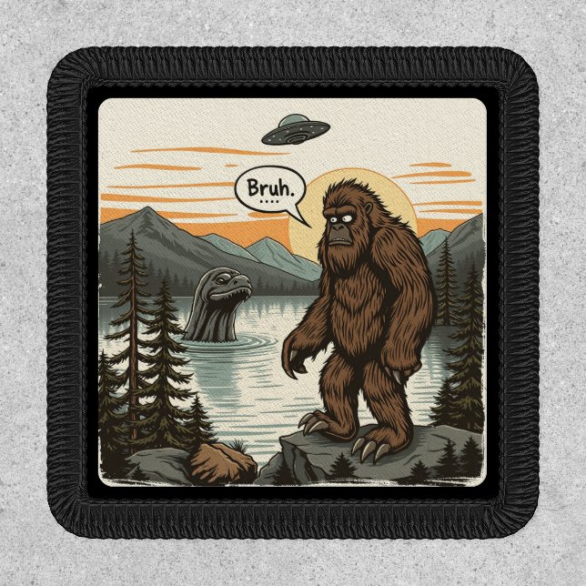 Funny Introvert Bigfoot Sasquatch Loch Ness Retro Patch (Front)