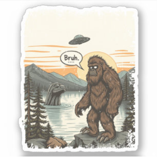 Funny Introvert Bigfoot Sasquatch Loch Ness Retro Sticker