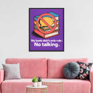 Funny Introvert Book Club "No Talking" Rule Canvas Print