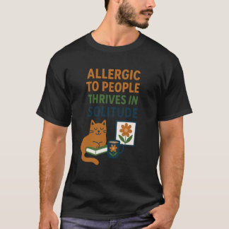 Funny Introvert Cat Design with Books and Quiet Vi T-Shirt