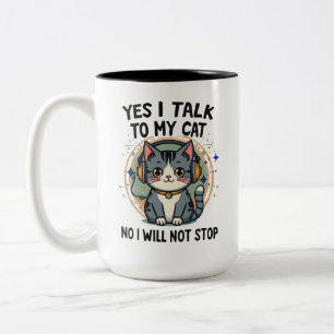 Funny Introvert Cat Lover Quote Cute Cat Humor Two-Tone Coffee Mug