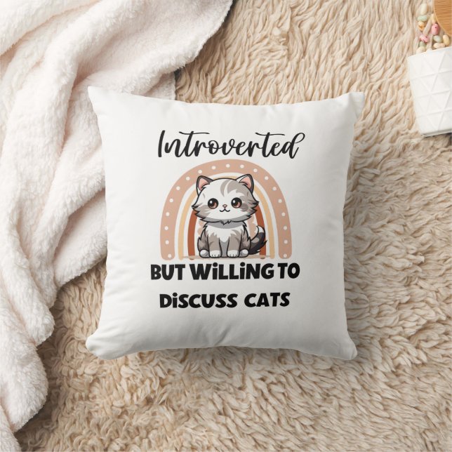 Funny Introvert Cat Lover Quote Throw Pillow (Blanket)