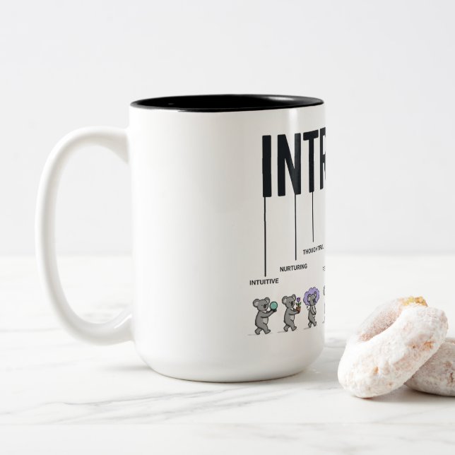 Funny Introvert Definition – Quiet Personality Two-Tone Coffee Mug (With Donut)