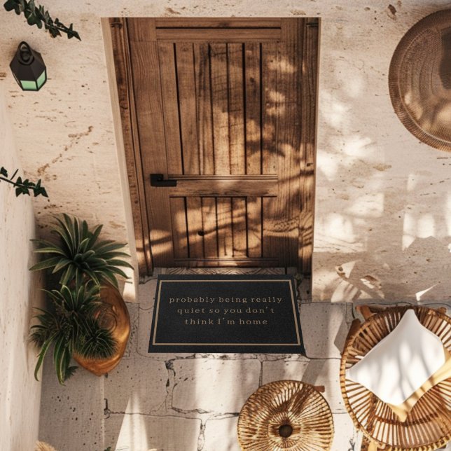 Funny Introvert Distressed Black Trendy Simple Doormat (Creator Uploaded)