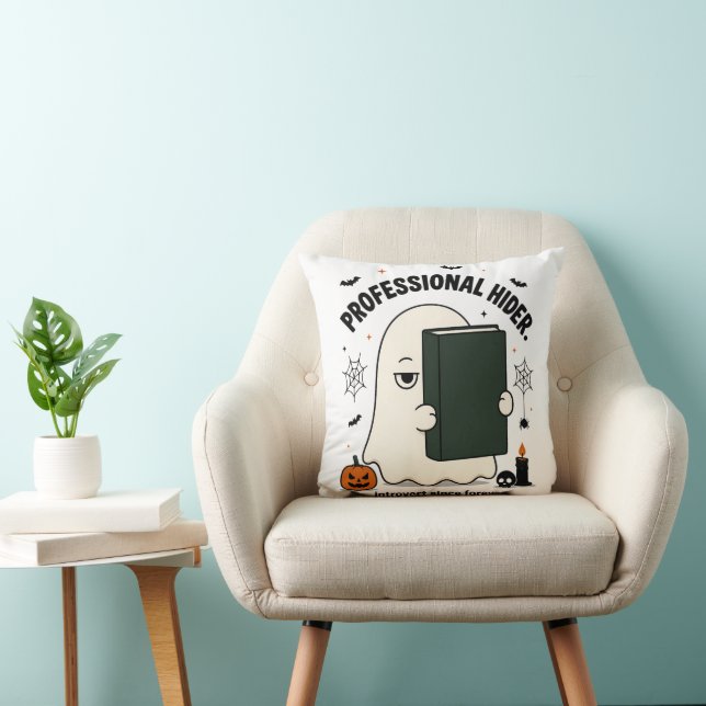 Funny Introvert Ghost Professional Hider Halloween Throw Pillow (Chair)