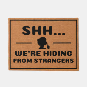 Funny Introvert Humor Rustic Brown Minimalist Doormat
