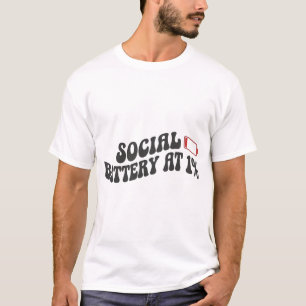 Funny Introvert Social Battery At 1% Retro T-Shirt