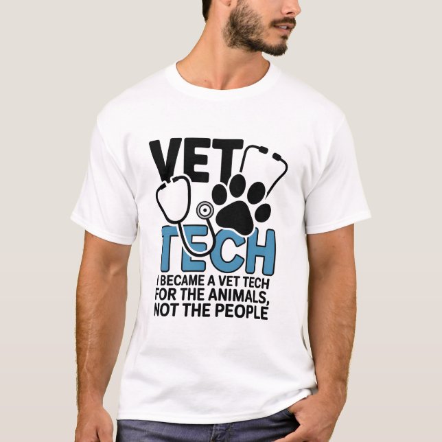 Funny Introvert Vet Tech For The Animals Quote T-Shirt (Front)