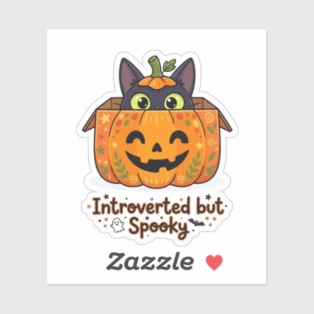 Funny Introverted but Spooky Black Cat Pumpkin  Sticker (Sheet)