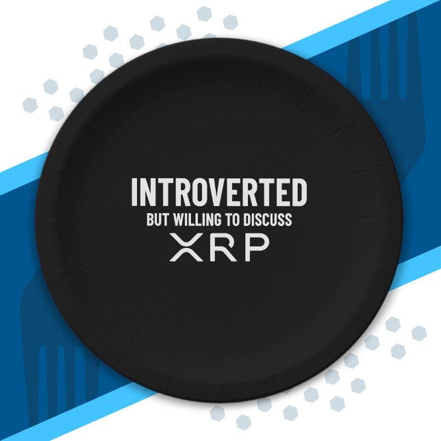 Funny Introverted XRP Cryptocurrency Meme Quote Paper Plates (Creator Uploaded)