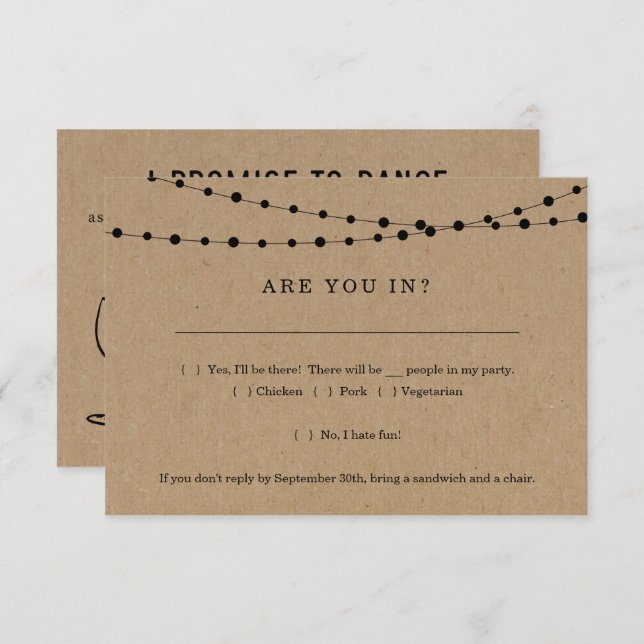 Funny Invitation RSVP Card Insert w- Song Request (Front/Back)