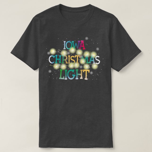 Funny Iowa State Christmas Light Pyjama Cute Tee (Design Front)