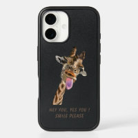 Funny iPhone Case with Playful Giraffe - Smile