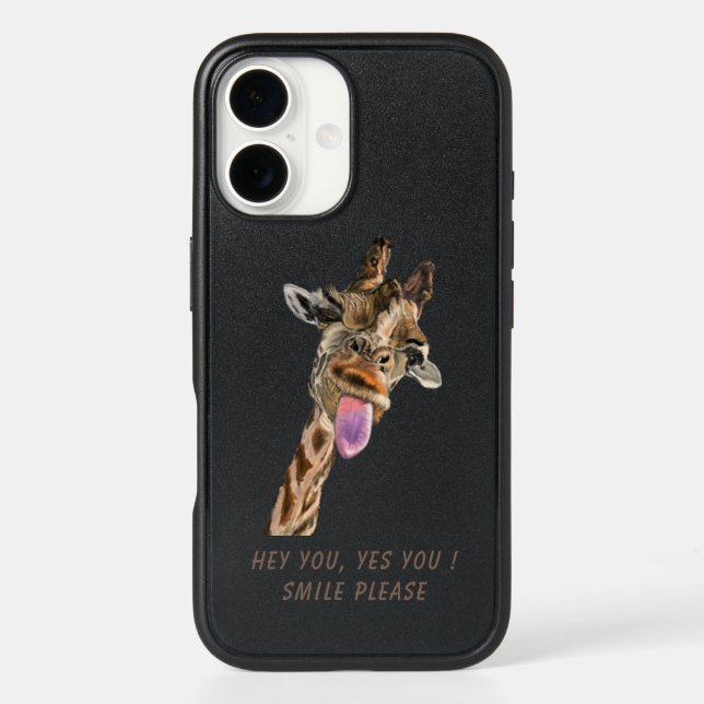 Funny iPhone Case with Playful Giraffe - Smile (Back)
