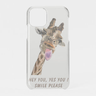 Funny iPhone Case with Playful Giraffe - Smile