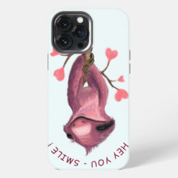 Funny iPhone Case with Playful Sloth - Custom Text
