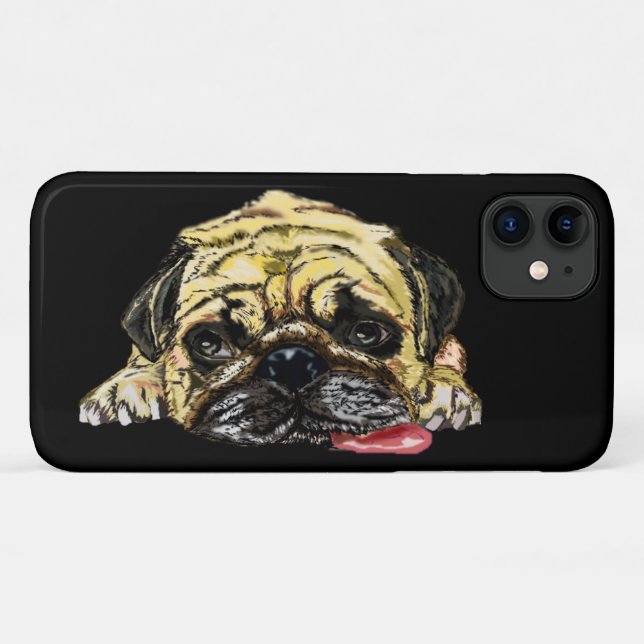 Funny iPhone Case with Pug Dog - Your Colors (Back (Horizontal))