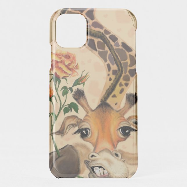 Funny iPhone Case with Romantic Giraffe Gentleman (Back)