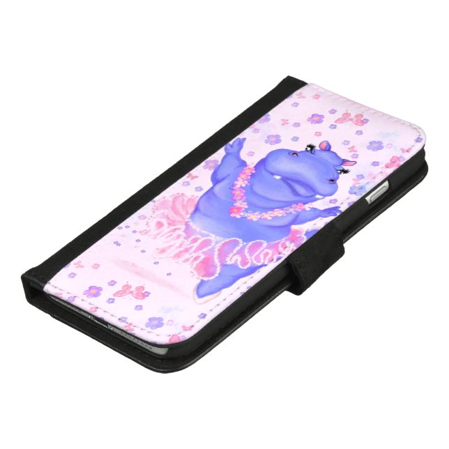 Funny iPhone Wallet Case Ballerina Hippo Dancer (Bottom)
