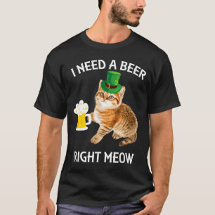 Funny Irish Beer Cat St Patricks Day Drinking With T-Shirt
