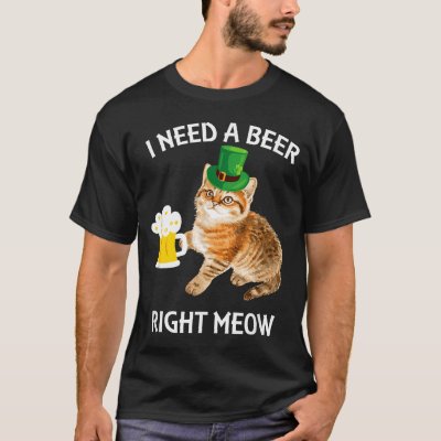 Funny Irish Beer Cat St Patricks Day Drinking With T-Shirt