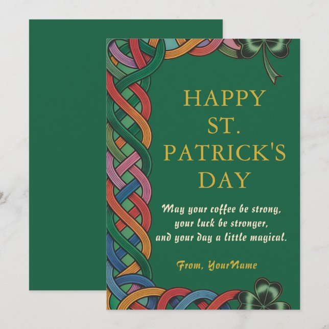 Funny Irish Coffee Lucky St. Patrick's Day Card (Front/Back)